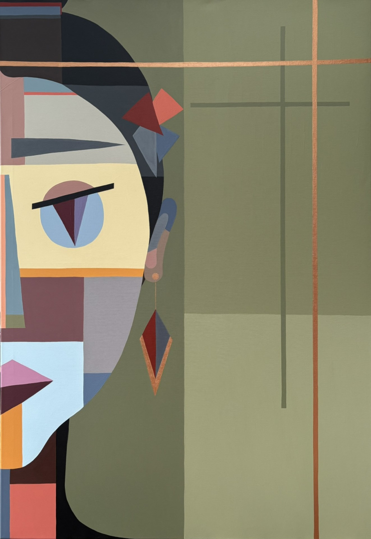 Tűnődő, 90x130 cm, geometriai, modernművészet 6